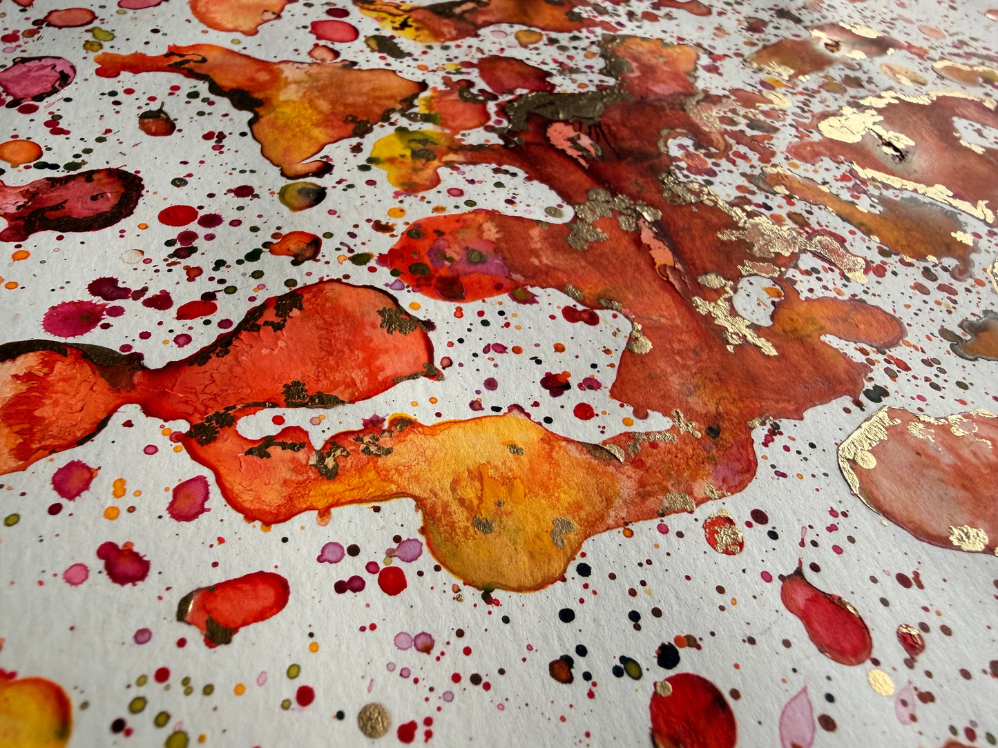 Red & Gold Water Color Splash Painting by Megan Besler (1 of 1)