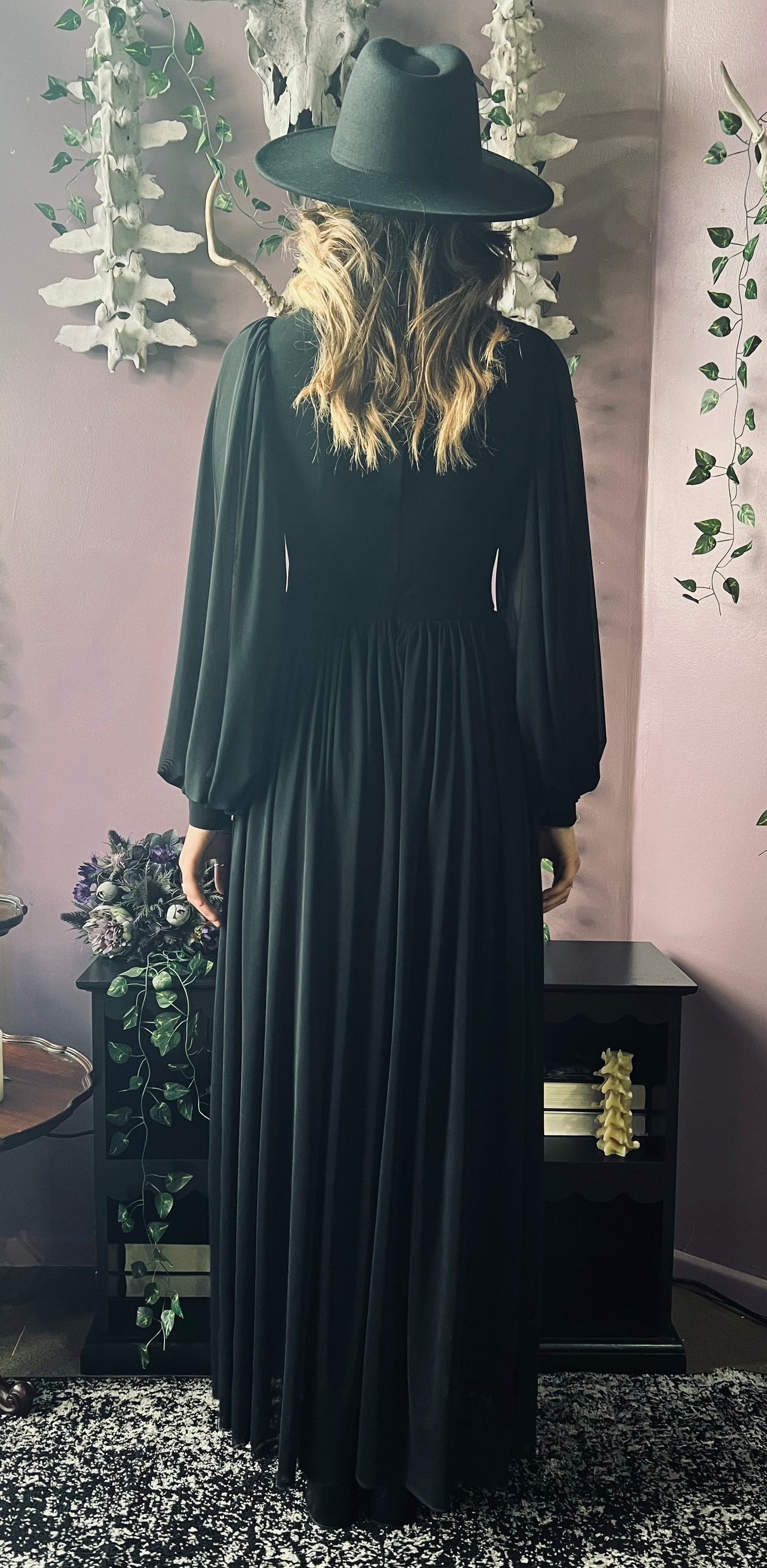 Minerva - Hauntingly Dramatic Mesh Maxi Dress with Built In Shorts - READY TO SHIP