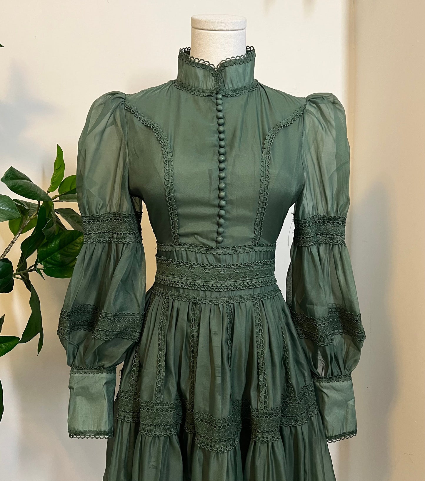 Morgana - Romantic Victorian Inspired Party Dress - SAGE - PRE-ORDER