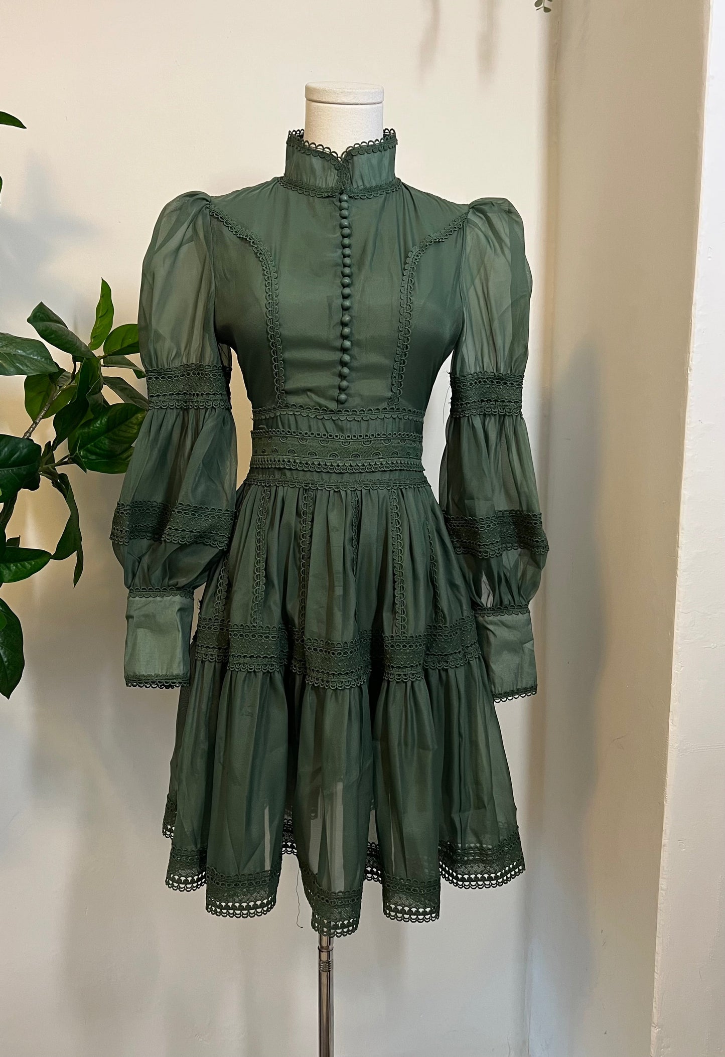 Morgana - Romantic Victorian Inspired Party Dress - SAGE - PRE-ORDER