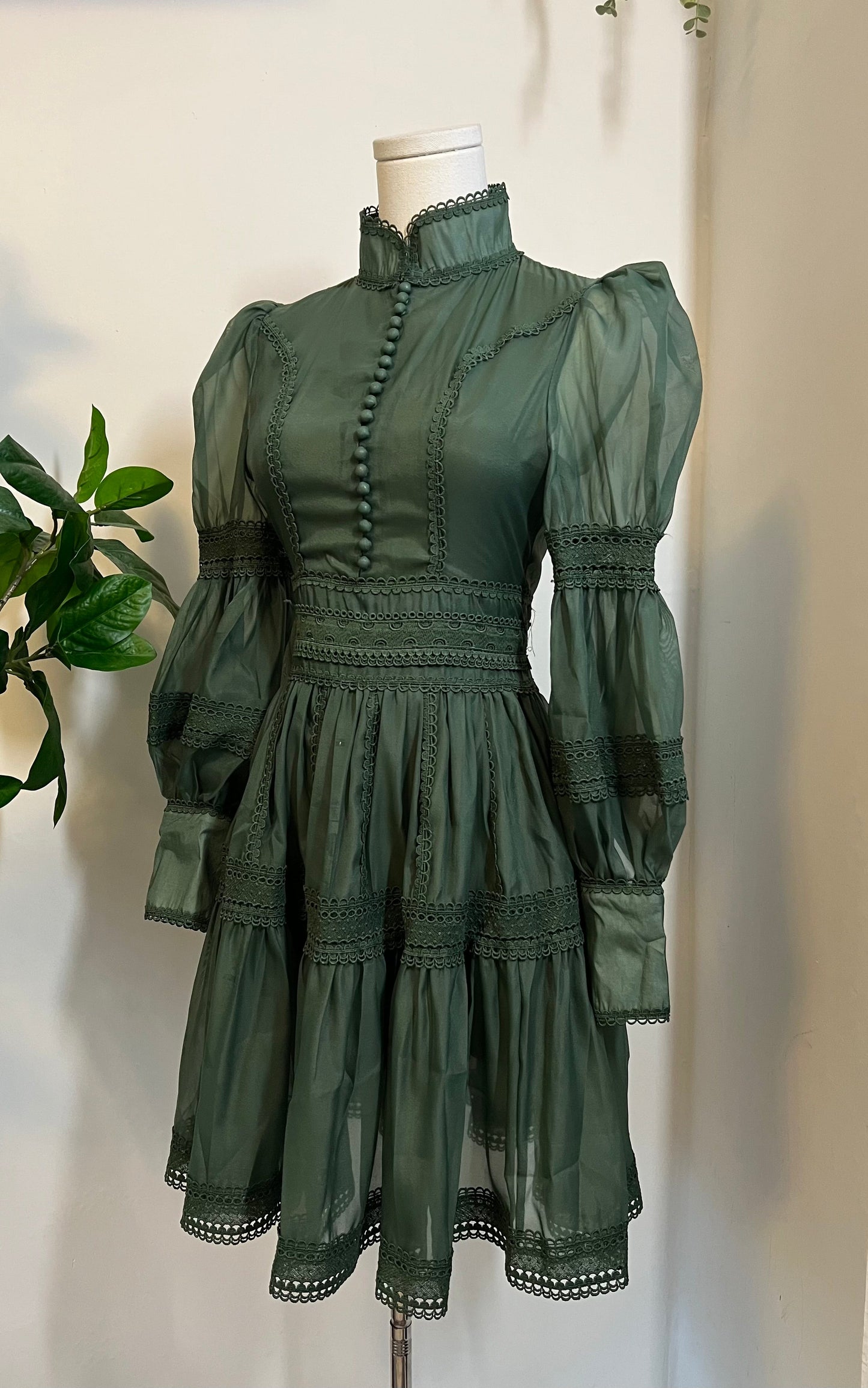 Morgana - Romantic Victorian Inspired Party Dress - SAGE - PRE-ORDER