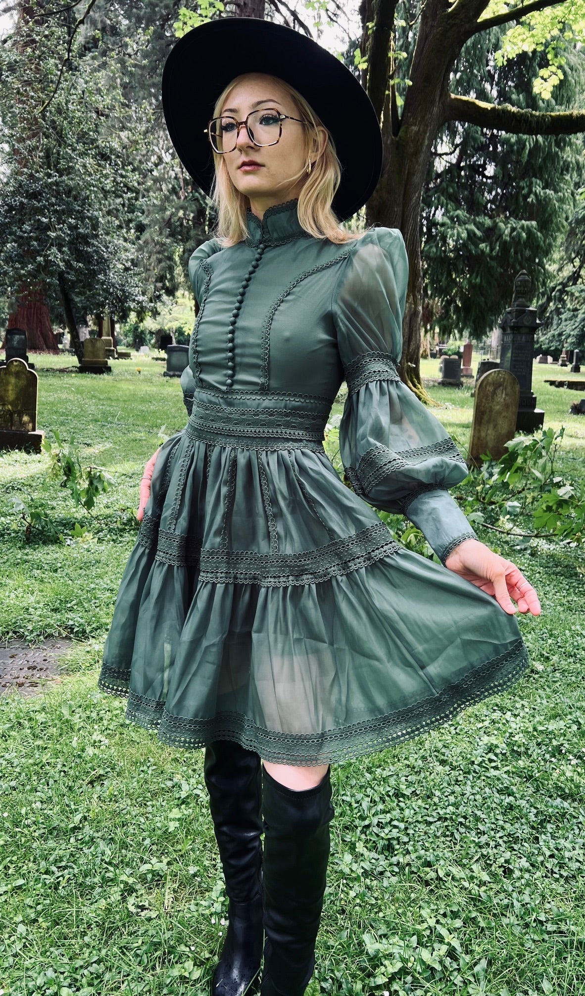 Morgana - Romantic Victorian Inspired Party Dress - SAGE - PRE-ORDER