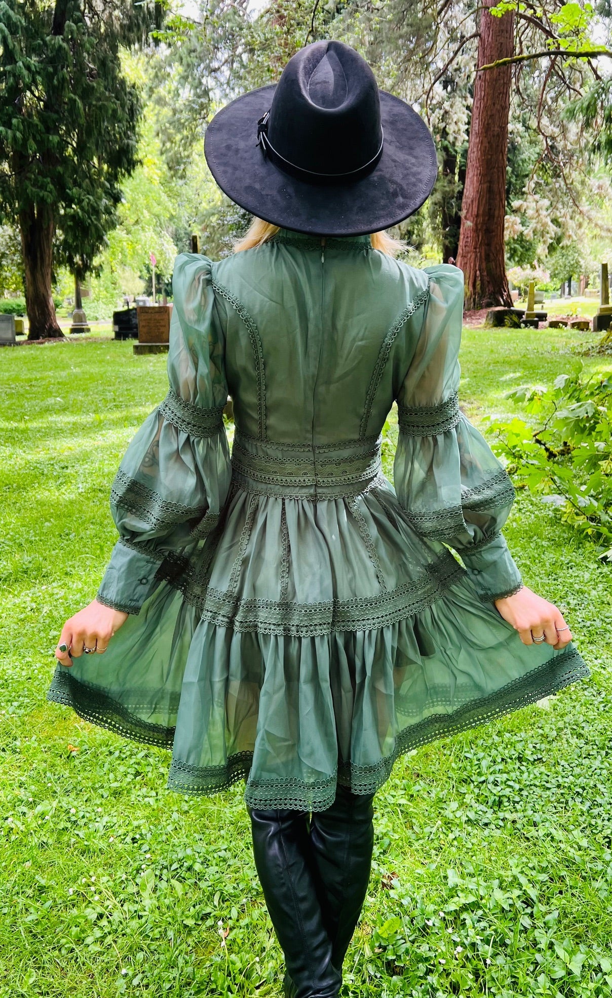 Morgana - Romantic Victorian Inspired Party Dress - SAGE - PRE-ORDER
