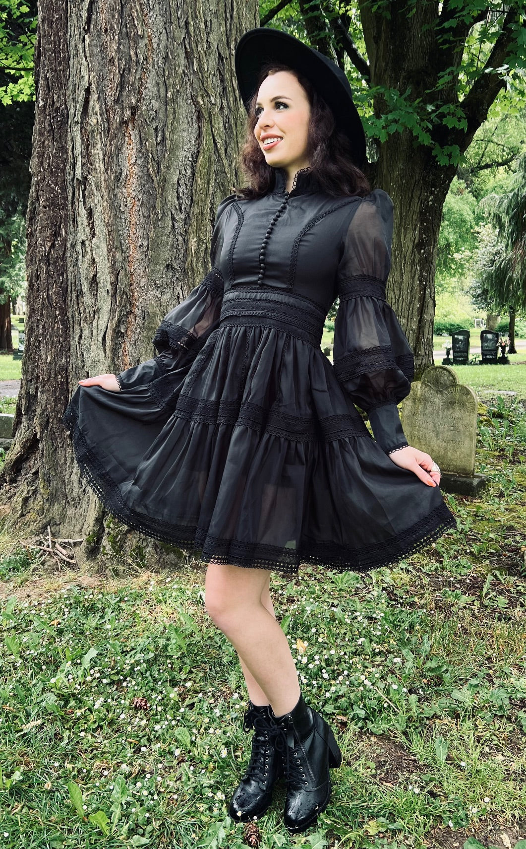 Morgana - Romantic Victorian Inspired Party Dress - BLACK - PRE-ORDER