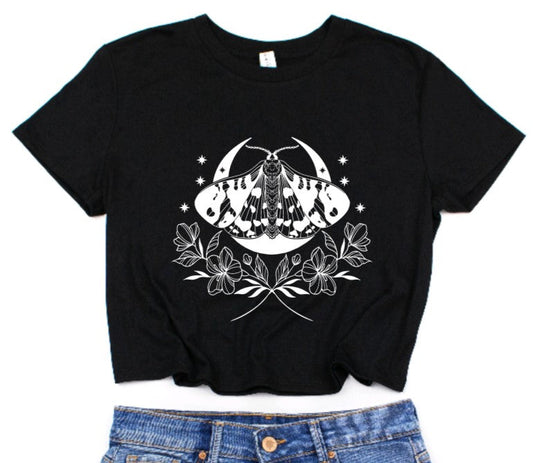 Moth Moon Cropped T-Shirt
