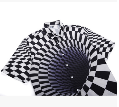 3D Illusion Vortex Printed Button T-shirt