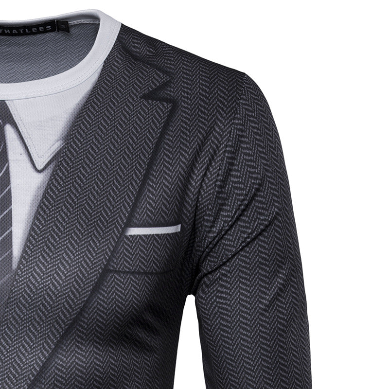 3D Suit Uniform Print Long Sleeve T-shirt