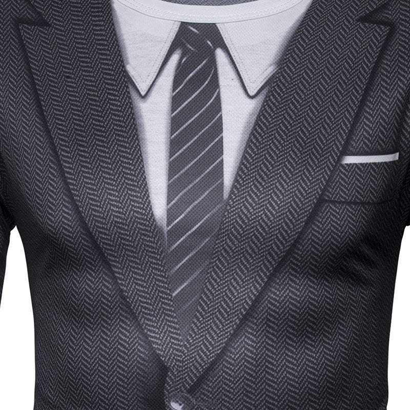 3D Suit Uniform Print Long Sleeve T-shirt