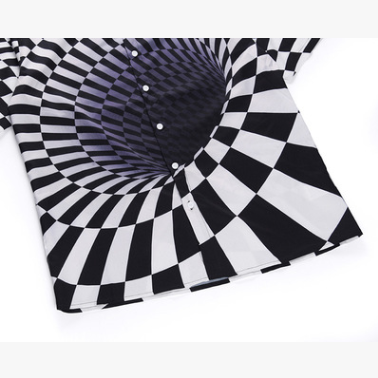 3D Illusion Vortex Printed Button T-shirt