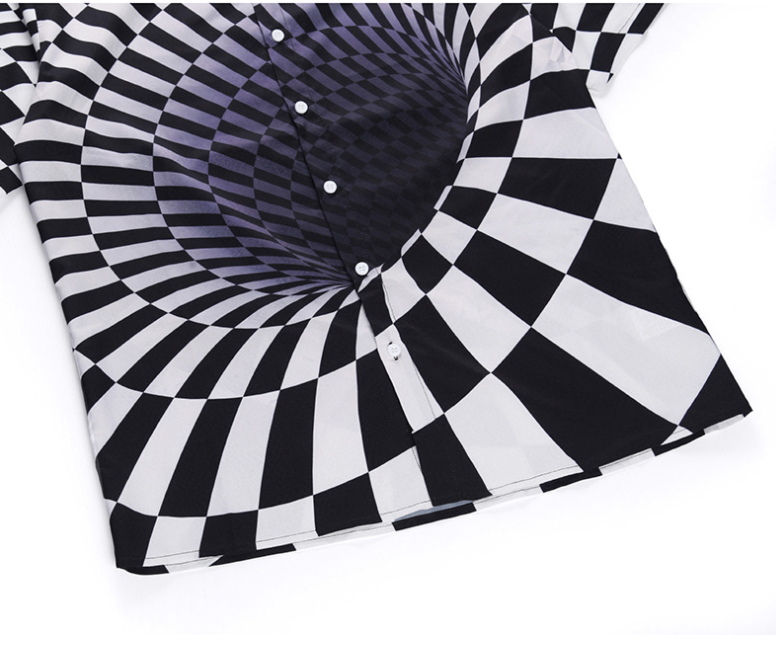 3D Illusion Vortex Printed Button T-shirt