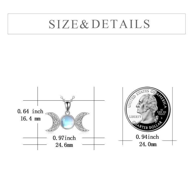 Triple Moon Goddess Sterling Silver Moonstone Pendant