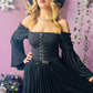 Lilith - Dark Cottage Goth Lace Up Jersey Dress - READY to SHIP