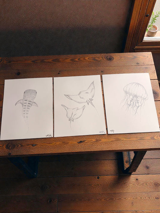Dot Art - Marine Life Art by Megan Besler (Set of 3 or Individual)