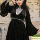 Nyx - Bell Sleeved Velvet Damask Dress with Harness - READY TO SHIP!