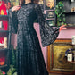 Sloane - Velvet Flocked Snake Maxi Dress with Bell Sleeves - READY-to-SHIP