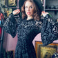 Sloane - Velvet Flocked Snake Maxi Dress with Bell Sleeves - READY-to-SHIP