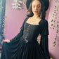 Lilith - Dark Cottage Goth Lace Up Jersey Dress - READY to SHIP
