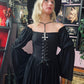 Lilith - Dark Cottage Goth Lace Up Jersey Dress - READY to SHIP