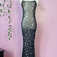 Sheer Hourglass Maxi Dress - Metallic Moon & Stars - READY to SHIP