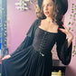 Lilith - Dark Cottage Goth Lace Up Jersey Dress - READY to SHIP