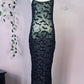 Sheer Hourglass Maxi Dress - Velvet Flocked Bats - READY TO SHIP!