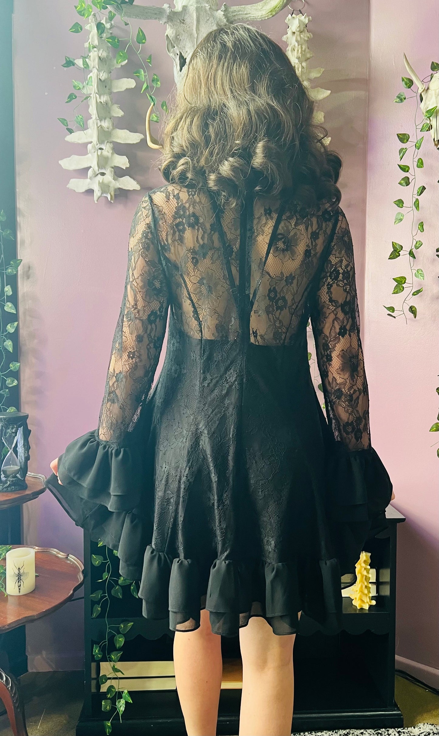 Nightshade - Dark Romantic Floral Mini Babydoll Dress  - READY to SHIP