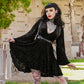 Nyx - Bell Sleeved Velvet Damask Dress with Harness - READY TO SHIP!