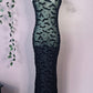 Sheer Hourglass Maxi Dress - Velvet Flocked Bats - READY TO SHIP!