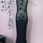 Sheer Hourglass Maxi Dress - Velvet Flocked Spider Webs - READY TO SHIP!