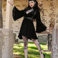 Nyx - Bell Sleeved Velvet Damask Dress with Harness - READY TO SHIP!