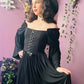 Lilith - Dark Cottage Goth Lace Up Jersey Dress - READY to SHIP