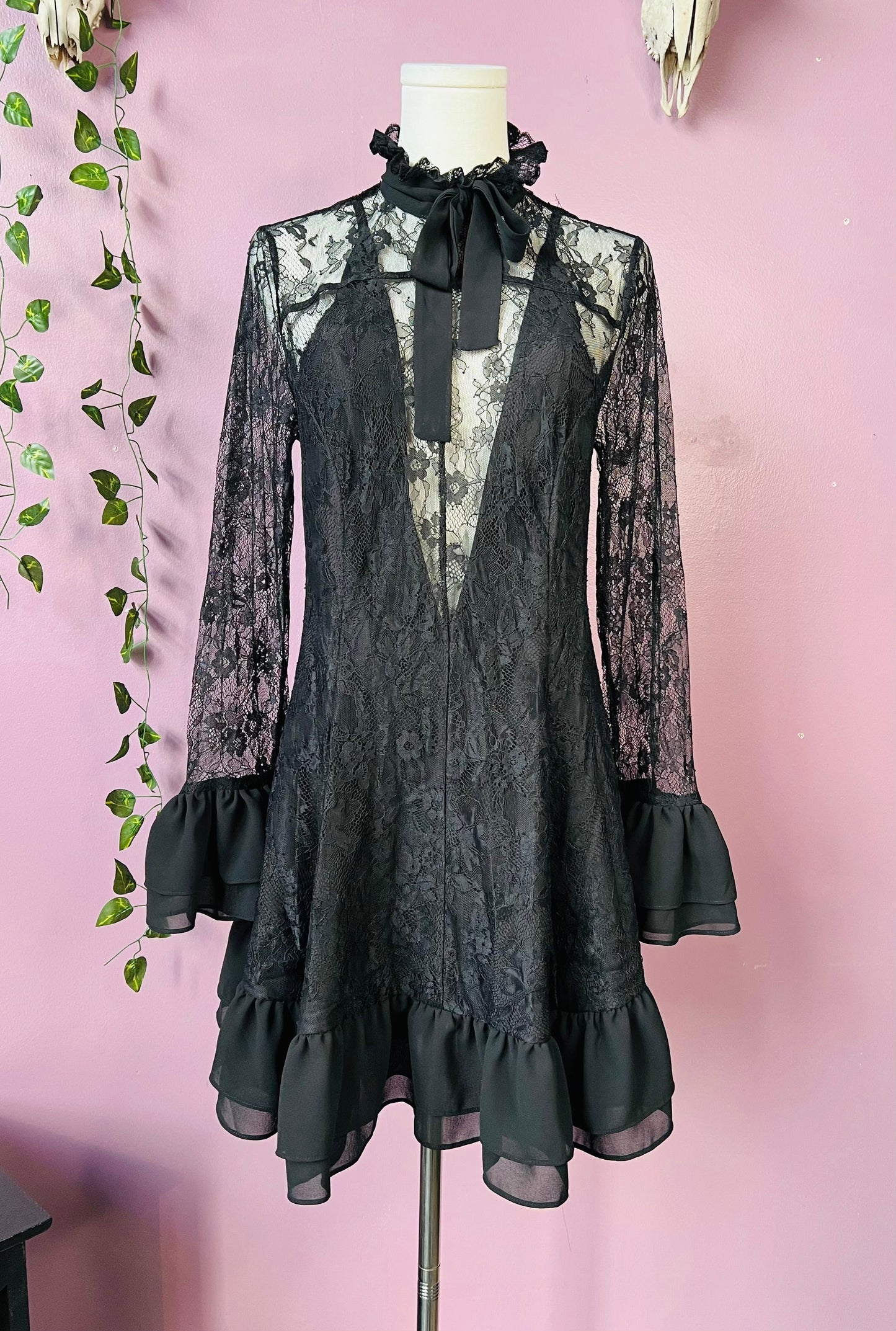 Nightshade - Dark Romantic Floral Mini Babydoll Dress  - READY to SHIP