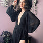 Minerva - Hauntingly Dramatic Mesh Maxi Dress with Built In Shorts  - READY TO SHIP