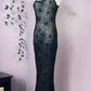 Sheer Hourglass Maxi Dress - Velvet Flocked Spider Webs - READY TO SHIP!