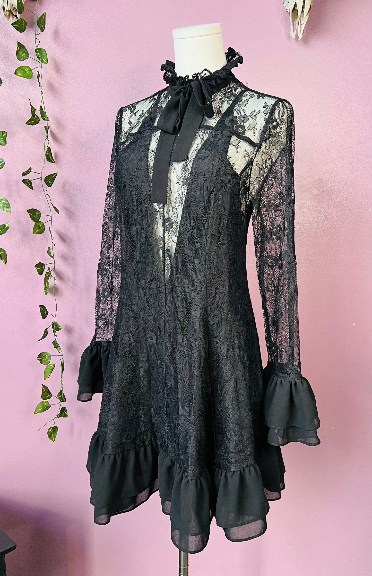 Nightshade - Dark Romantic Floral Mini Babydoll Dress  - READY to SHIP