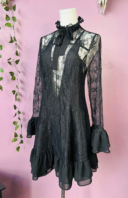 Nightshade - Dark Romantic Floral Mini Babydoll Dress  - READY to SHIP