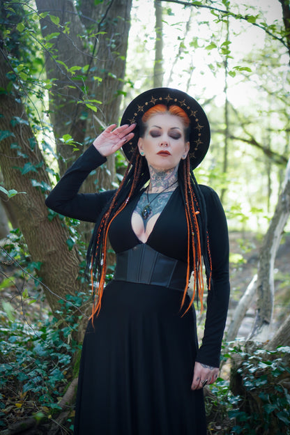 Blair - Jersey Maxi Dress with Vegan Leather Corset Waist - READY TO SHIP