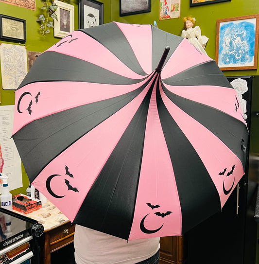 Light Pink Bat Moon Umbrella