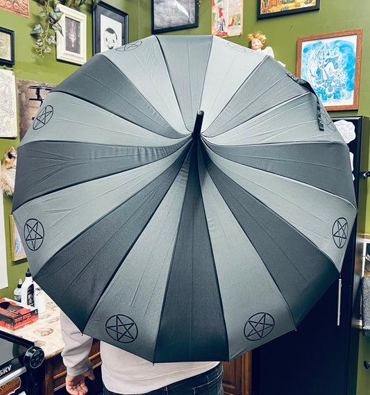 Charcoal Pentacles Umbrella