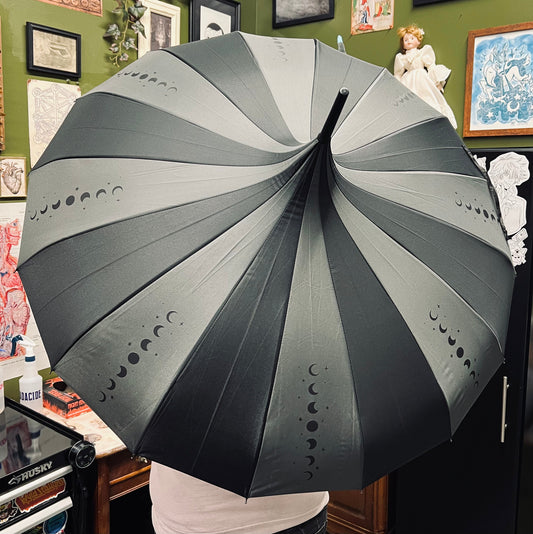 Charcoal Moon Phase Umbrella