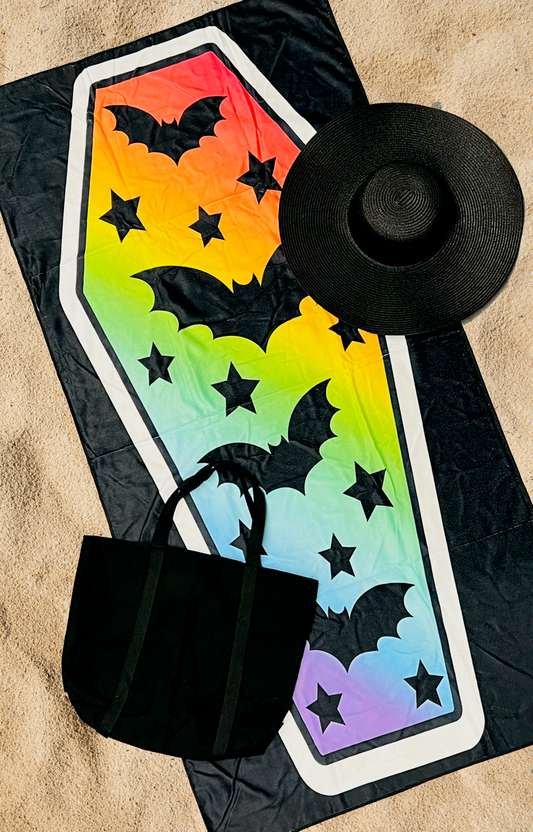 Beach Towel - Rainbow Batty Coffin