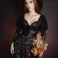 Tempest - Illusion Lace Dress with Vegan Leather Faux Corset