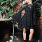 Severine - Velvet Snake Flocked Mini Dress with Witchy Bell Sleeves - READY TO SHIP!