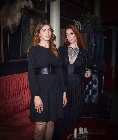 Blair - Jersey Maxi Dress with Vegan Leather Corset Waist - READY TO SHIP