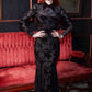 Ophelia - Velvet Flocked Lace Up Maxi Mermaid Dress