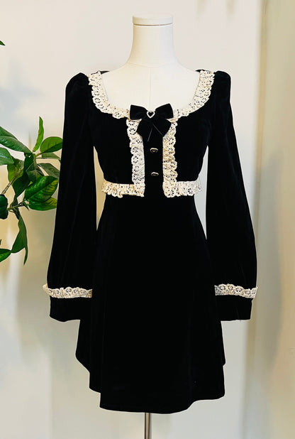 Sabrina - Luscious 60s style Velvet mini dress - READY TO SHIP