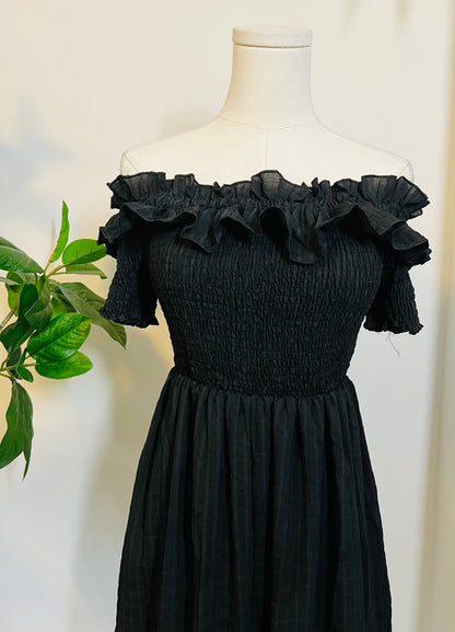 Hilda - Dark Plaid Cottage Dress - READY TO SHIP