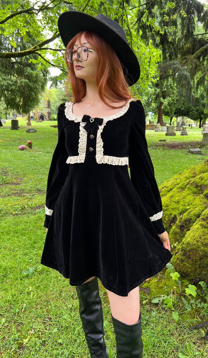 Sabrina - Luscious 60s style Velvet mini dress - READY TO SHIP