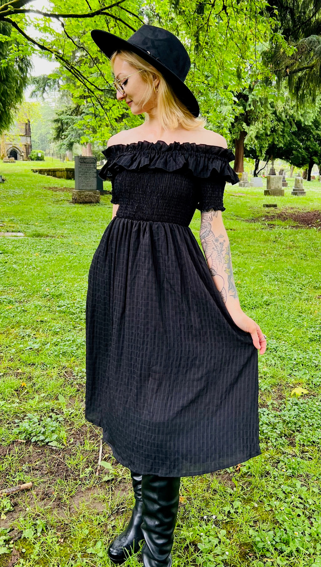Hilda - Dark Plaid Cottage Dress - PRE-ORDER
