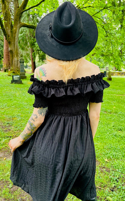 Hilda - Dark Plaid Cottage Dress - READY TO SHIP